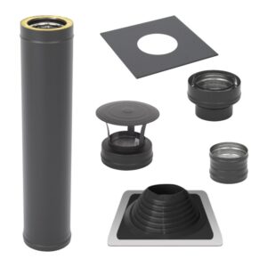 Izolēts dūmvads D115/195mm, 1m, komplekts - melns