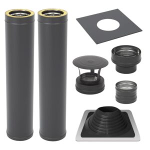 Izolēts dūmvads D115/195mm, 2m, komplekts - melns